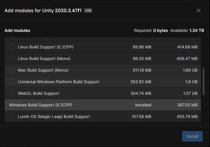select il2cpp modules
